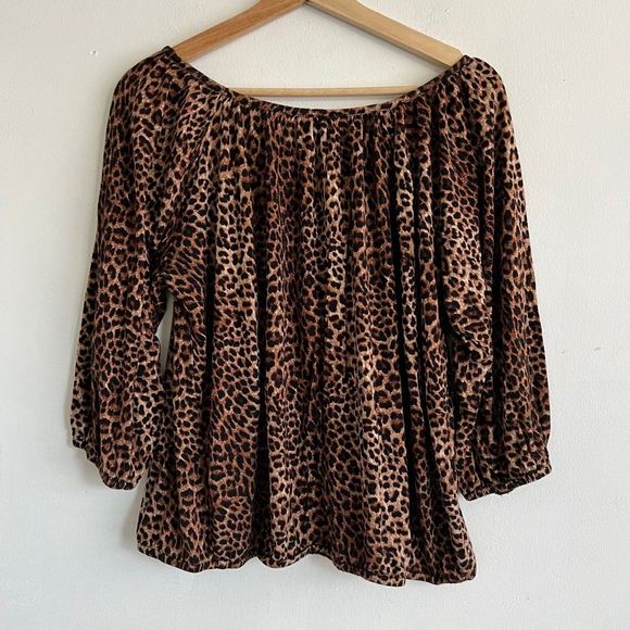 Michael Kors black leopard print Blouse, XL, Brown - Picture 1 of 7